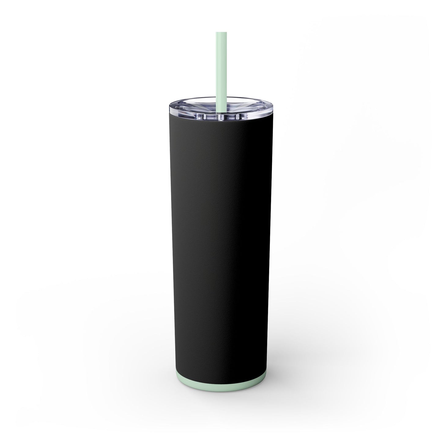Stylish Black Skinny Tumbler with Straw, 20oz - Perfect for Coffee, Juice, and Smoothies, Ideal Gift for Any Occasion