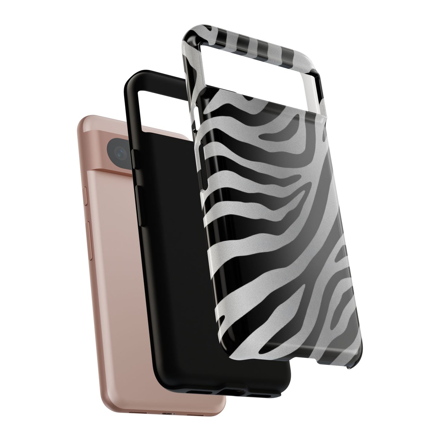 Zebra Print Tough Phone Case - Silver