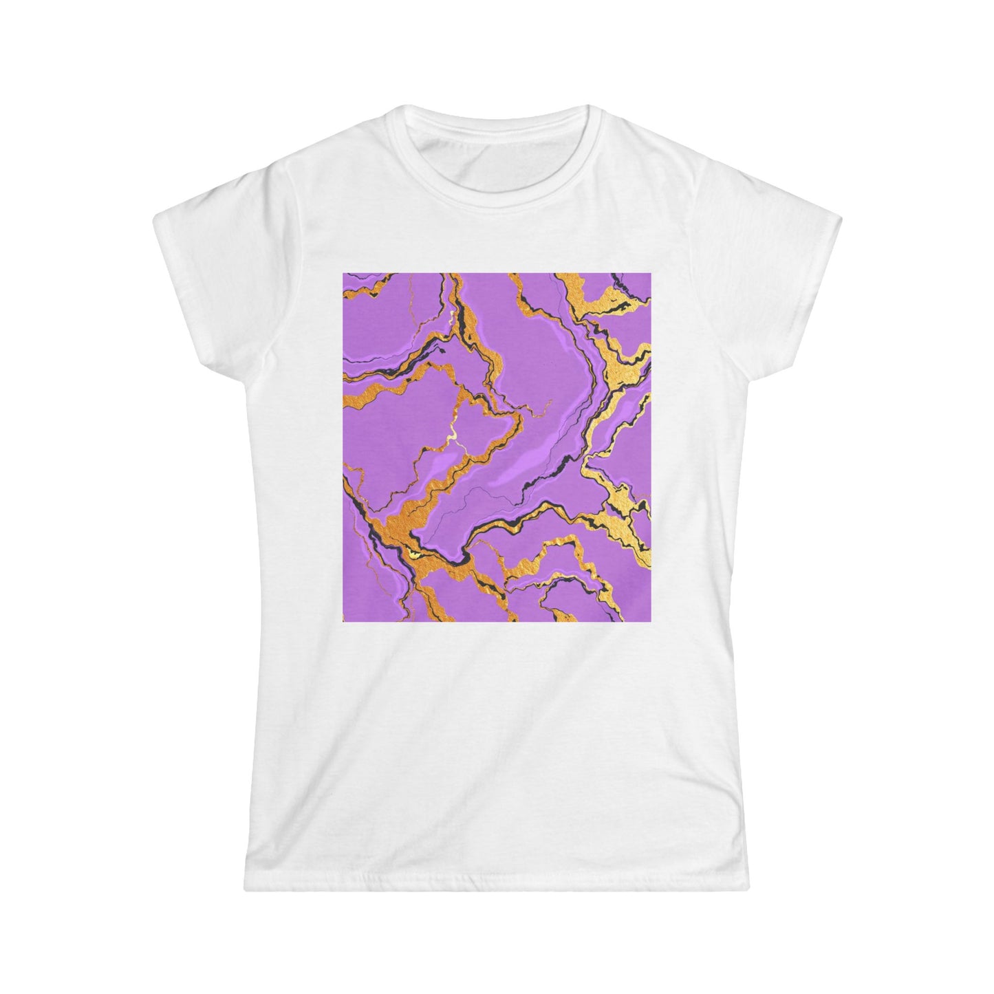 Lavender Marble Women’s Tee, Artistic Graphic Shirt, Fashionable Casual Wear, Gift for Her, Summer Style