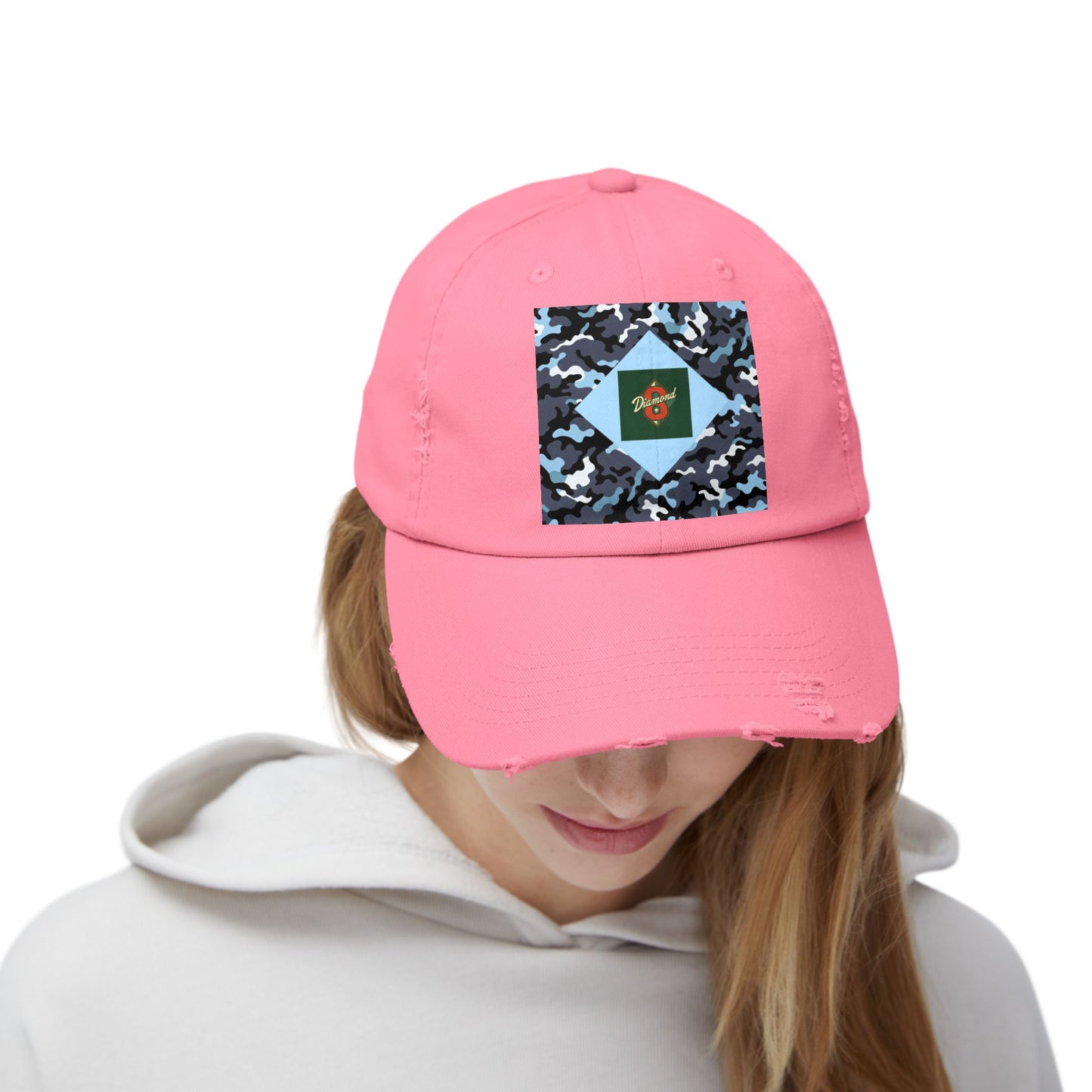 Camouflage Distressed Cap, Casual Hat, Outdoor Gear, Trendy Accessories, Gift for Him/Her - Diamond 8