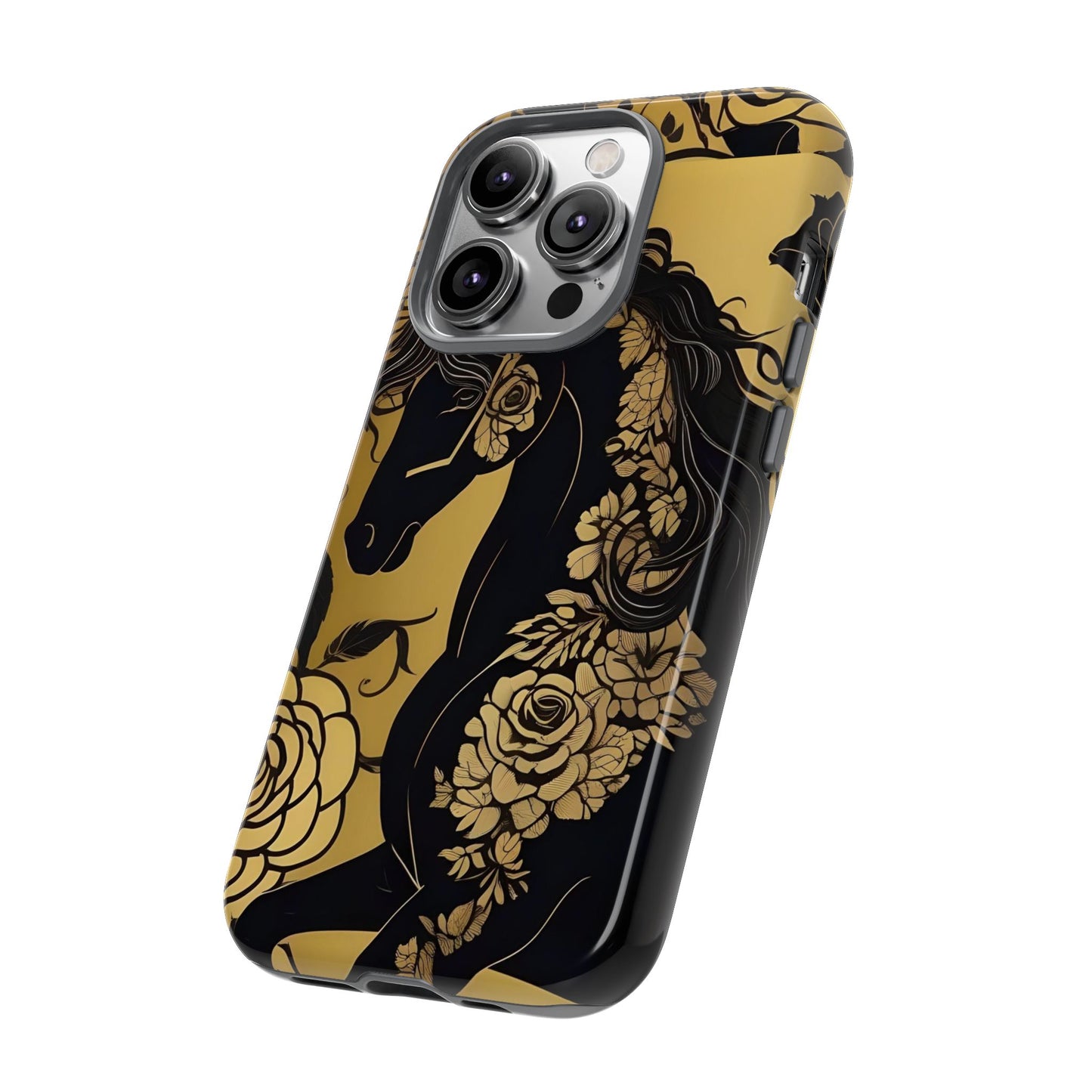 Phone Case - Elegant Horse & Roses Design