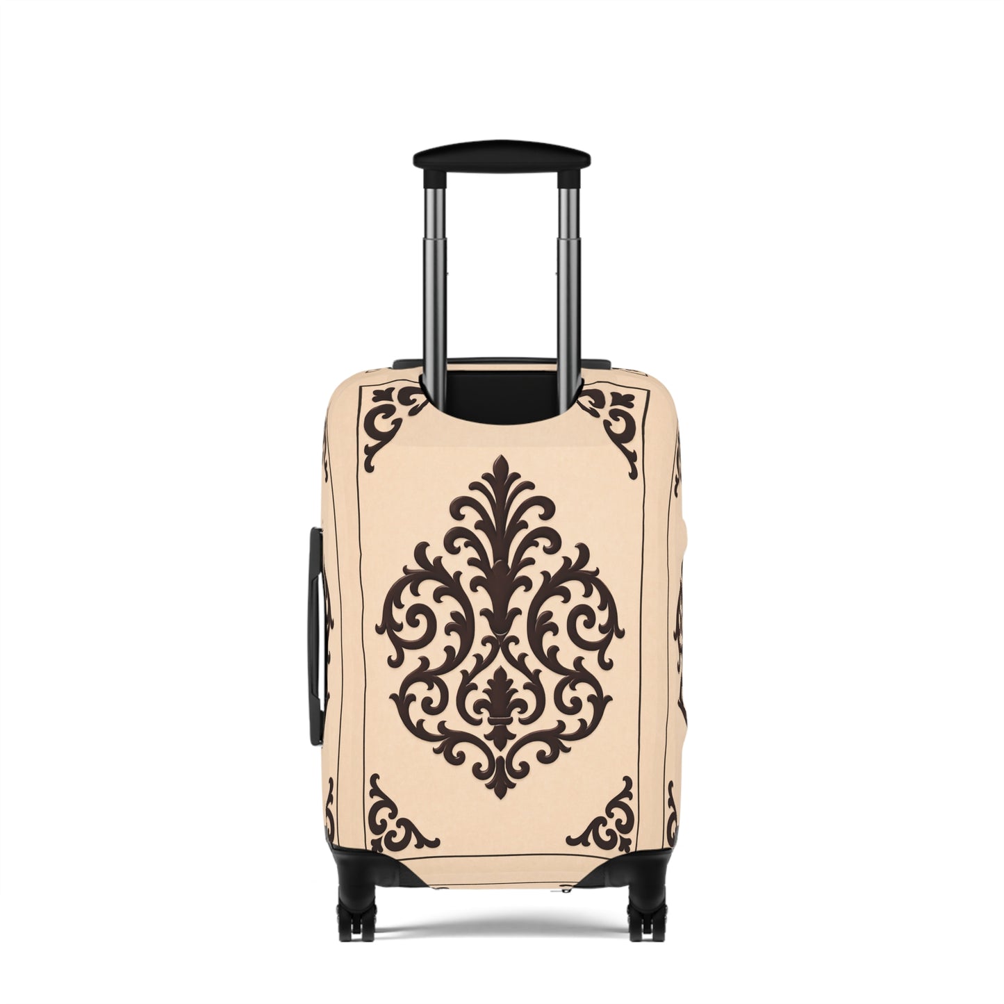 Almond-Beige & Brown Baroque Luggage Cover — Beige Vintage Travel Protector