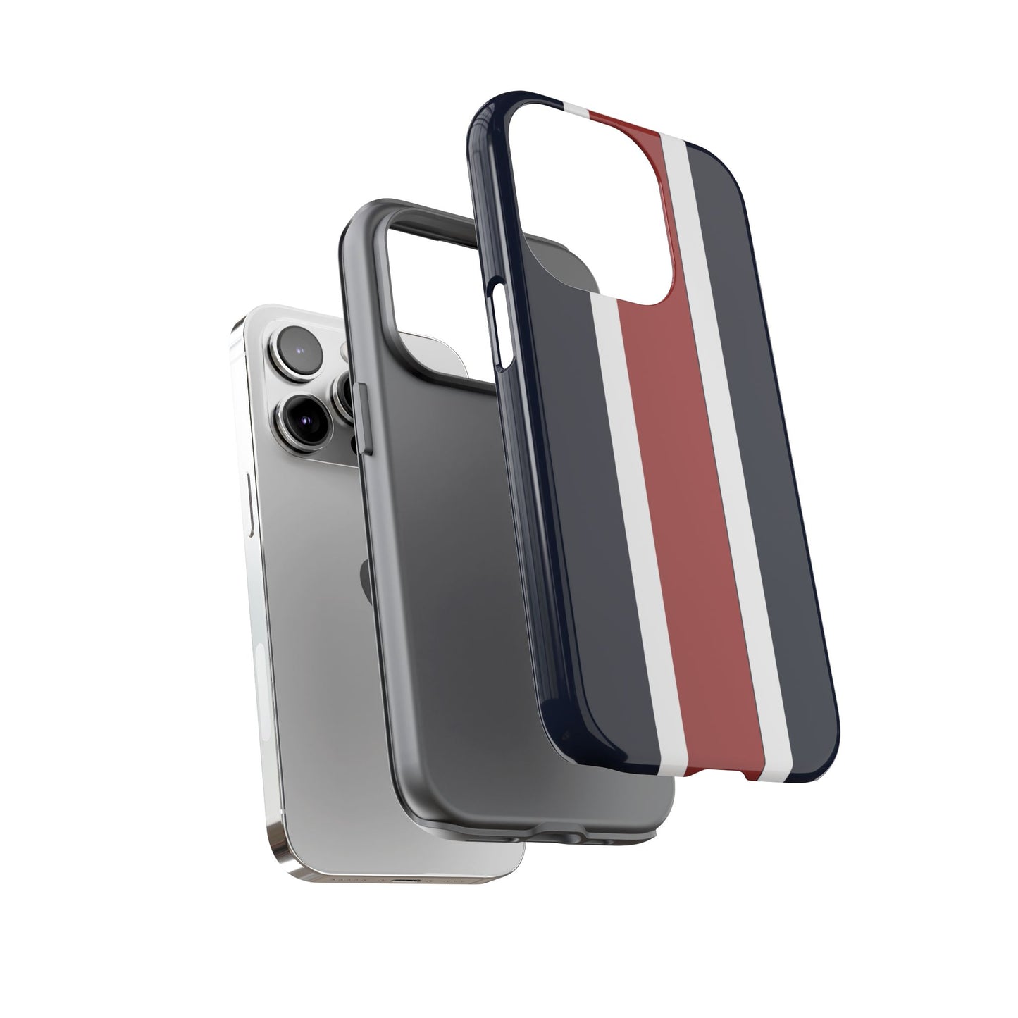 Lunar Midnight & Red-White Striped Stylish Phone Case - Tough Cases, Custom iPhone Cover, Sleek Phone Accessories, Gifts for Him/Her