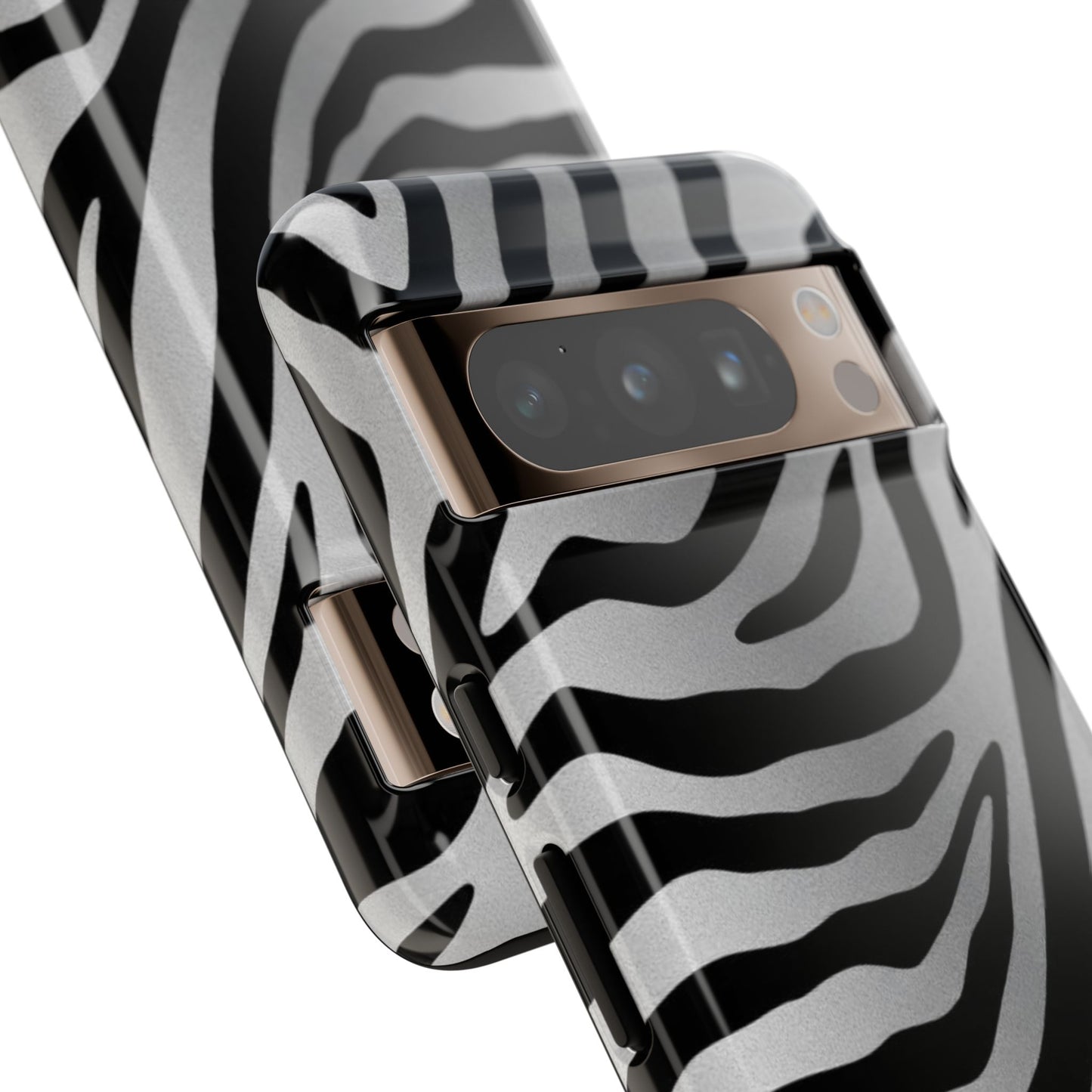 Zebra Print Tough Phone Case - Silver