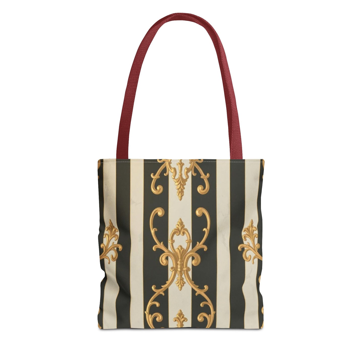 Elegant Black & Alabaster Striped Baroque Tote Bag, Stylish Shopping Bag, Fashion Accessory, Gift for Her, Reusable Bag, Perfect for Events