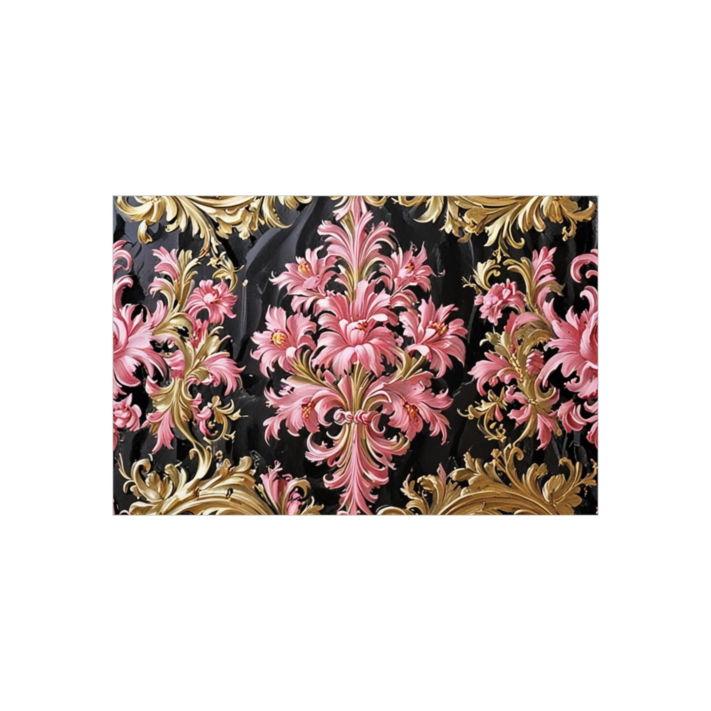 Elegant Floral Foam Board | Decorative Wall Art, Home Decor, Wedding Decor, Party Backdrop - Black & Pink Oil Painting Style Rococo