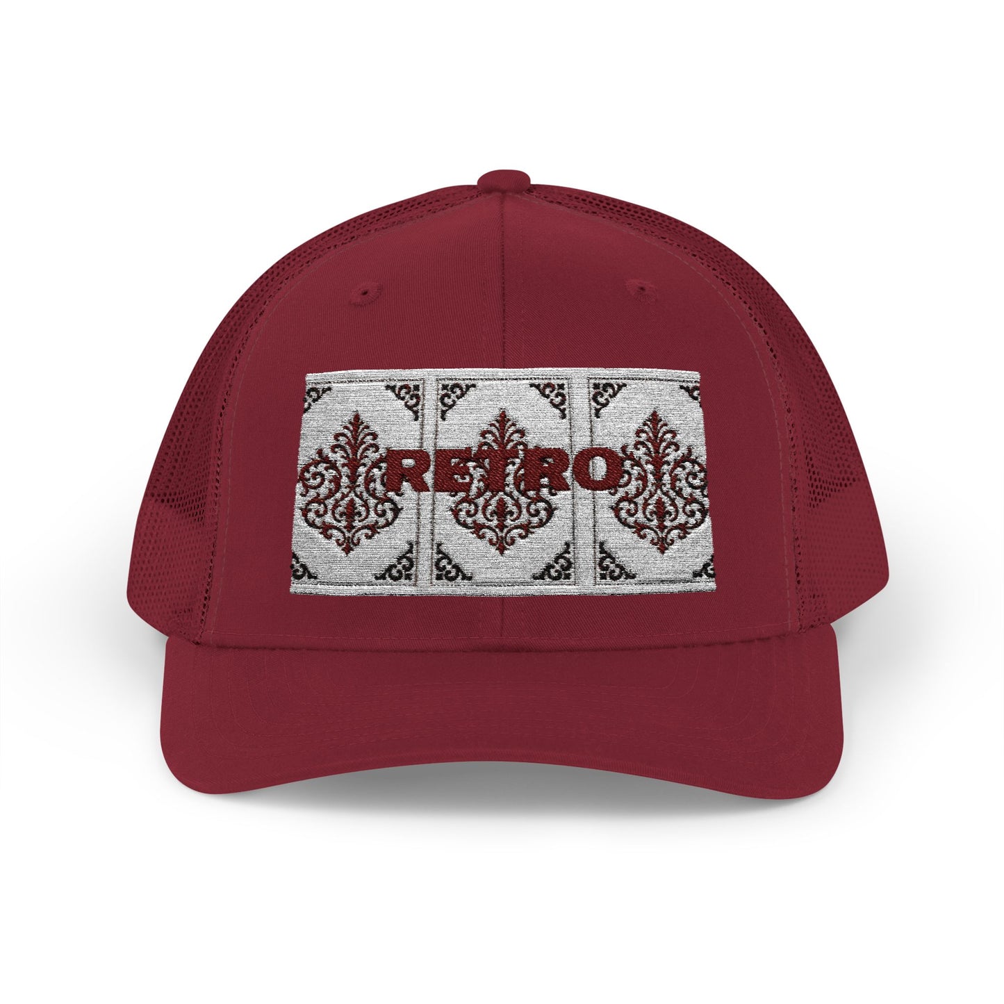 Retro Baroque Trucker Cap — Almond Beige & Brown Snapback