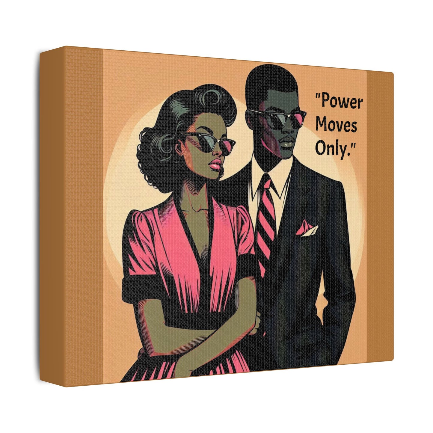 Afro Art Print Canvas, Wall Decor, Satin Stretched Canvas, African American Art, Office Decor, Home Decor - "Power Moves Only."