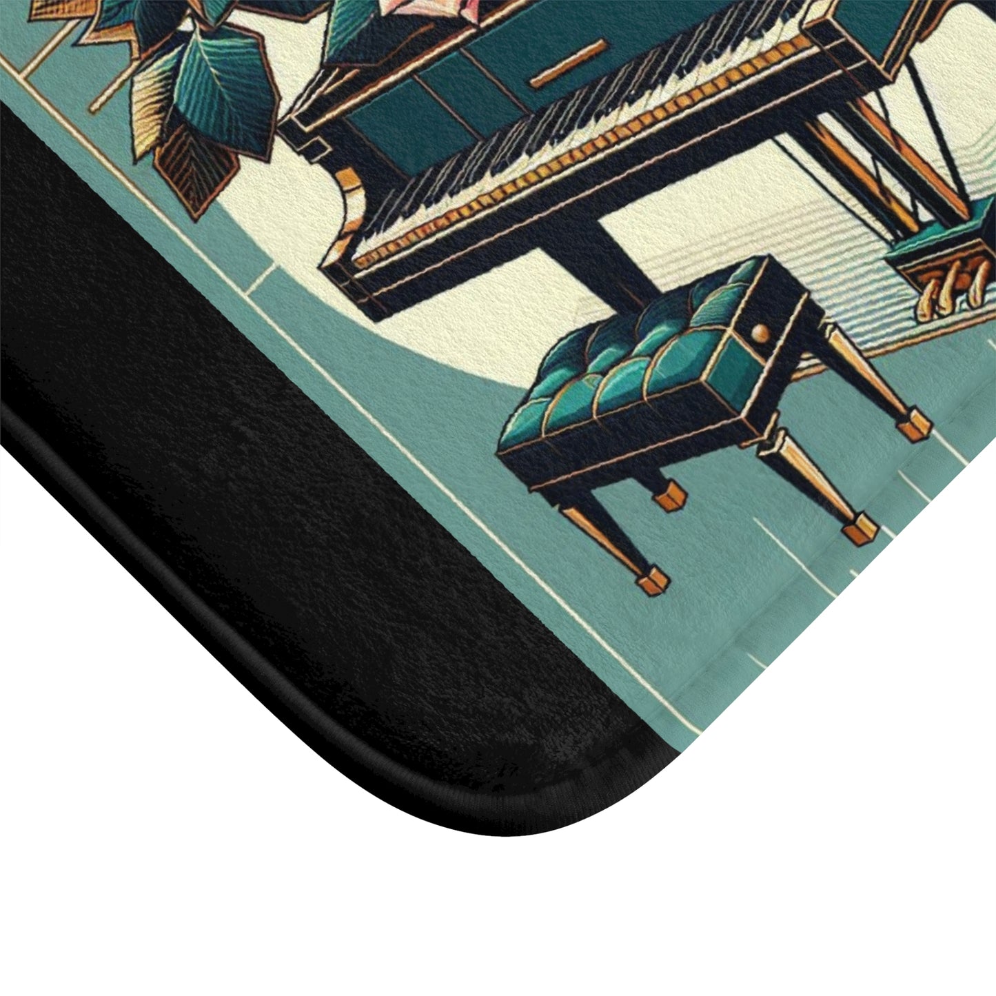 Elegant Piano & Roses Bath Mat - Music Lover Decor