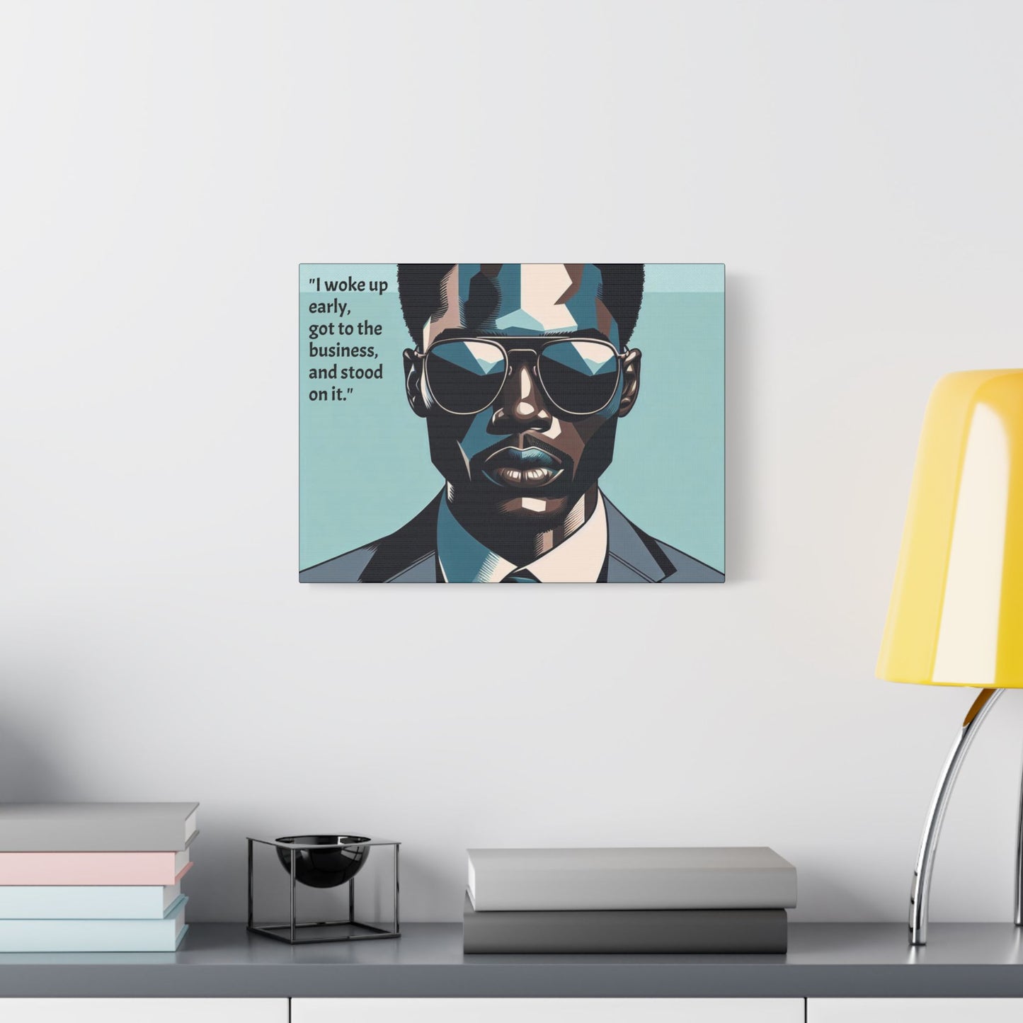 Afro Art Print Canvas, Wall Decor, Satin Stretched Canvas, African American Art, Office Decor, Home Decor - "I woke up early"