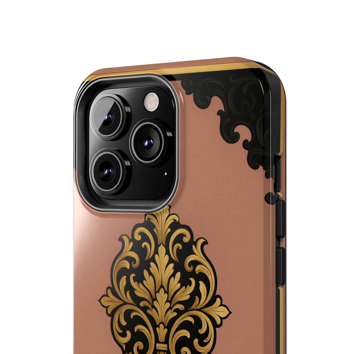 Mauve & Black-Gold Baroque Tough Phone Case — Ornate Protective iPhone Cover