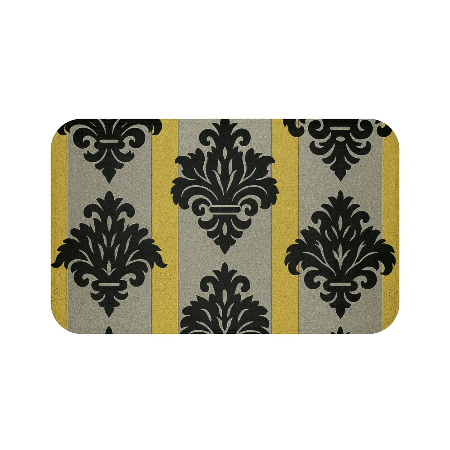 Elegant Baroque Bath Mat - Stylish Bathroom Decor, Non-Slip Mat, Gift for Home, Housewarming Gift - Silver & Gold Striped Black Baroque