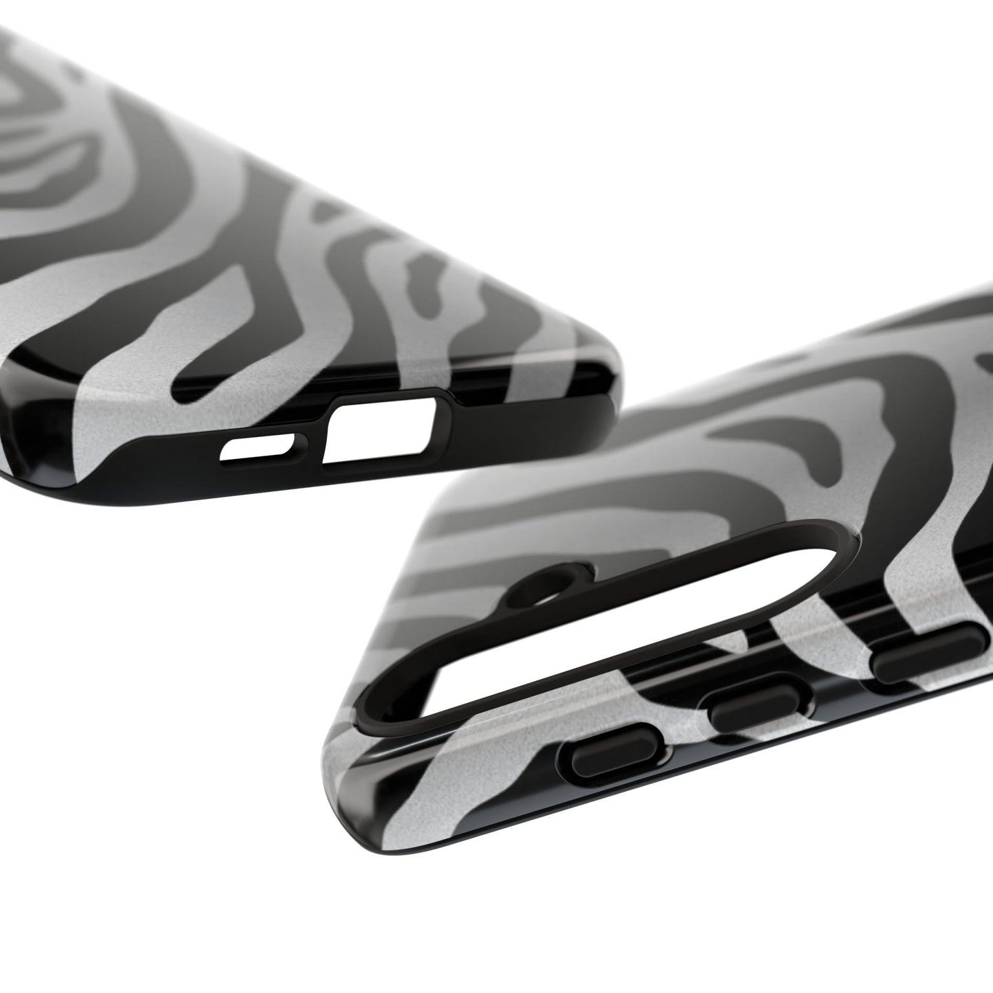 Zebra Print Tough Phone Case - Silver