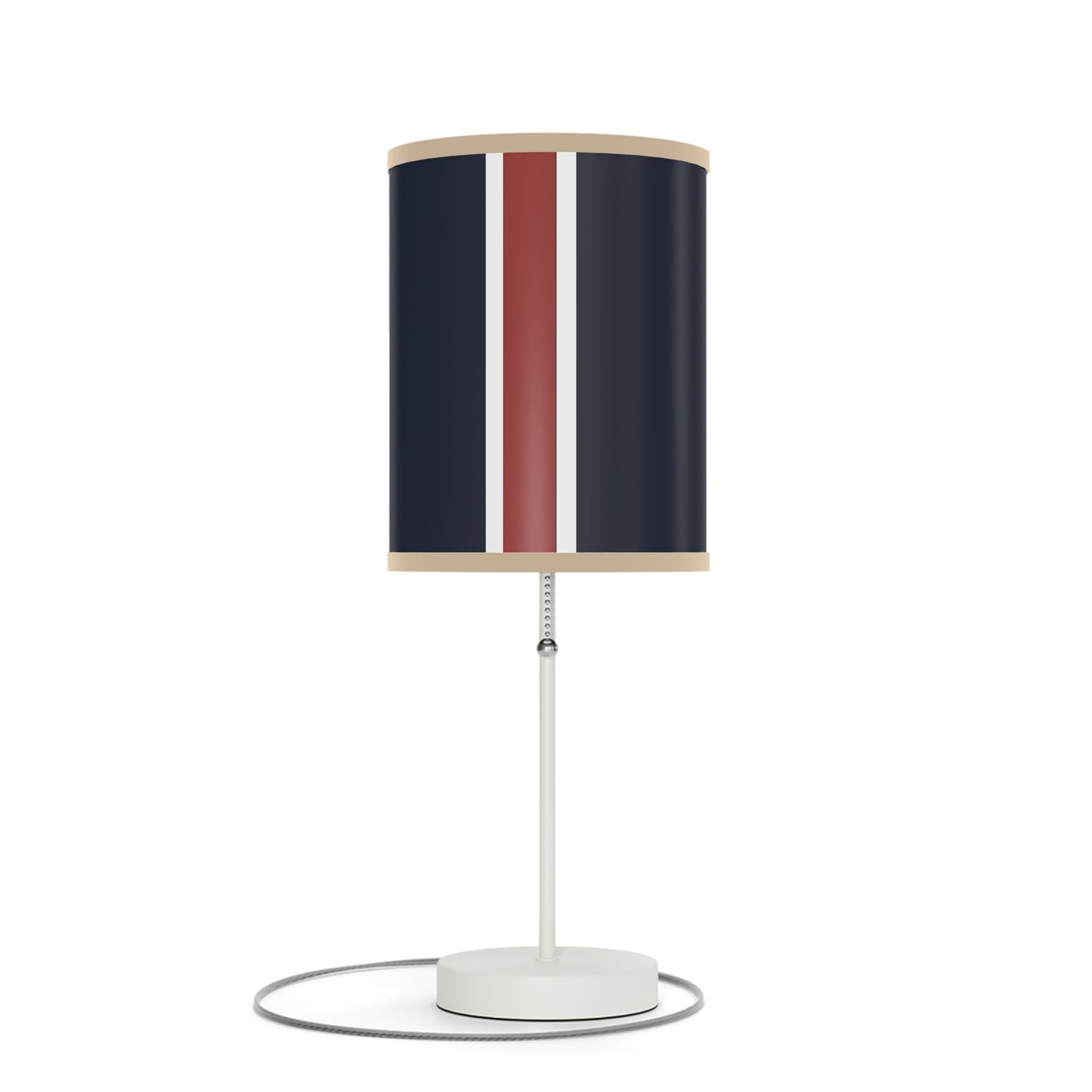 Lunar Midnight & Red-White Striped Stylish Table Lamp, Modern Home Decor, Bedroom Lighting, Unique Gift for Her, Desk Illumination