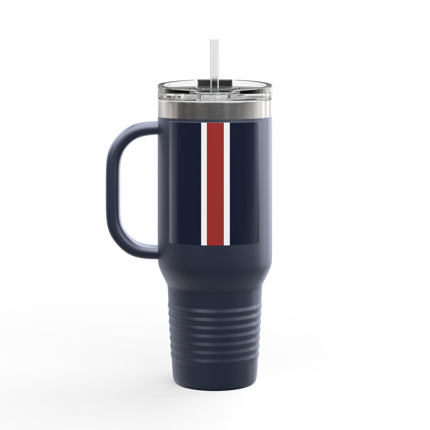 Lunar Midnight & Red-White Striped Stylish Insulated Travel Mug - Perfect for Adventure Seekers | 40oz Hot & Cold Beverage Container