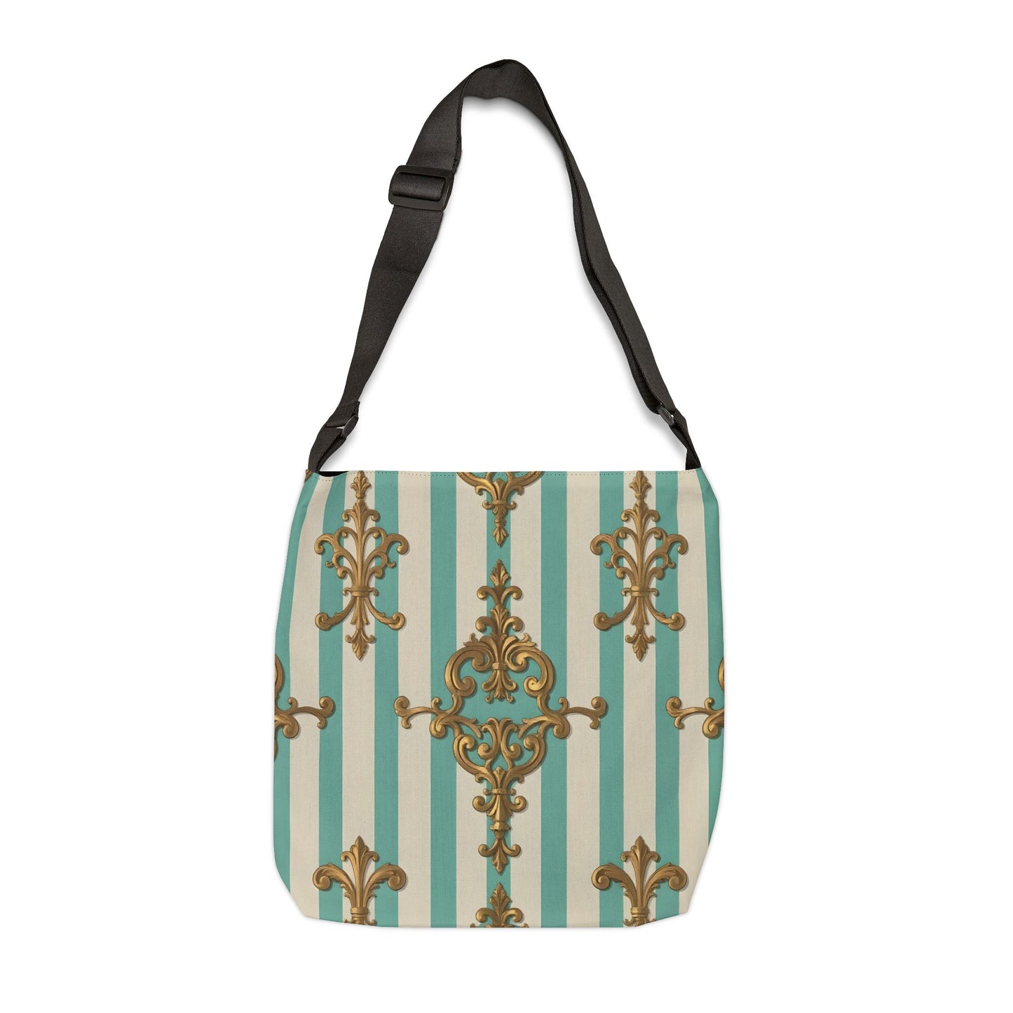 Elegant Patterned Adjustable Tote Bag, Fashion Accessory for Stylish Outings, Ideal for Everyday Use - Matte Green Striped Rococo