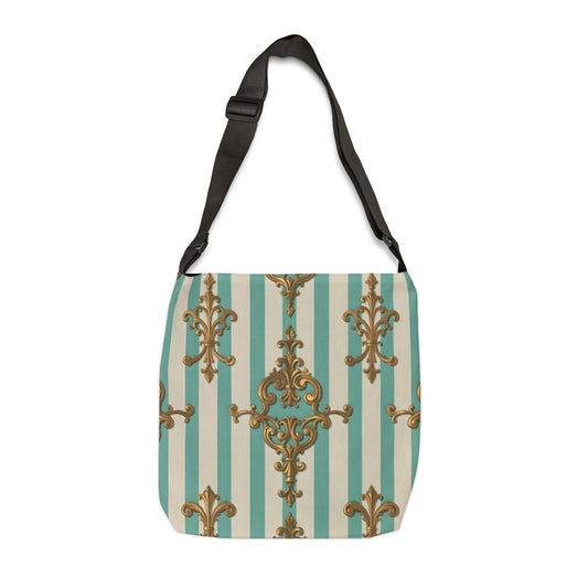 Elegant Patterned Adjustable Tote Bag, Fashion Accessory for Stylish Outings, Ideal for Everyday Use - Matte Green Striped Rococo