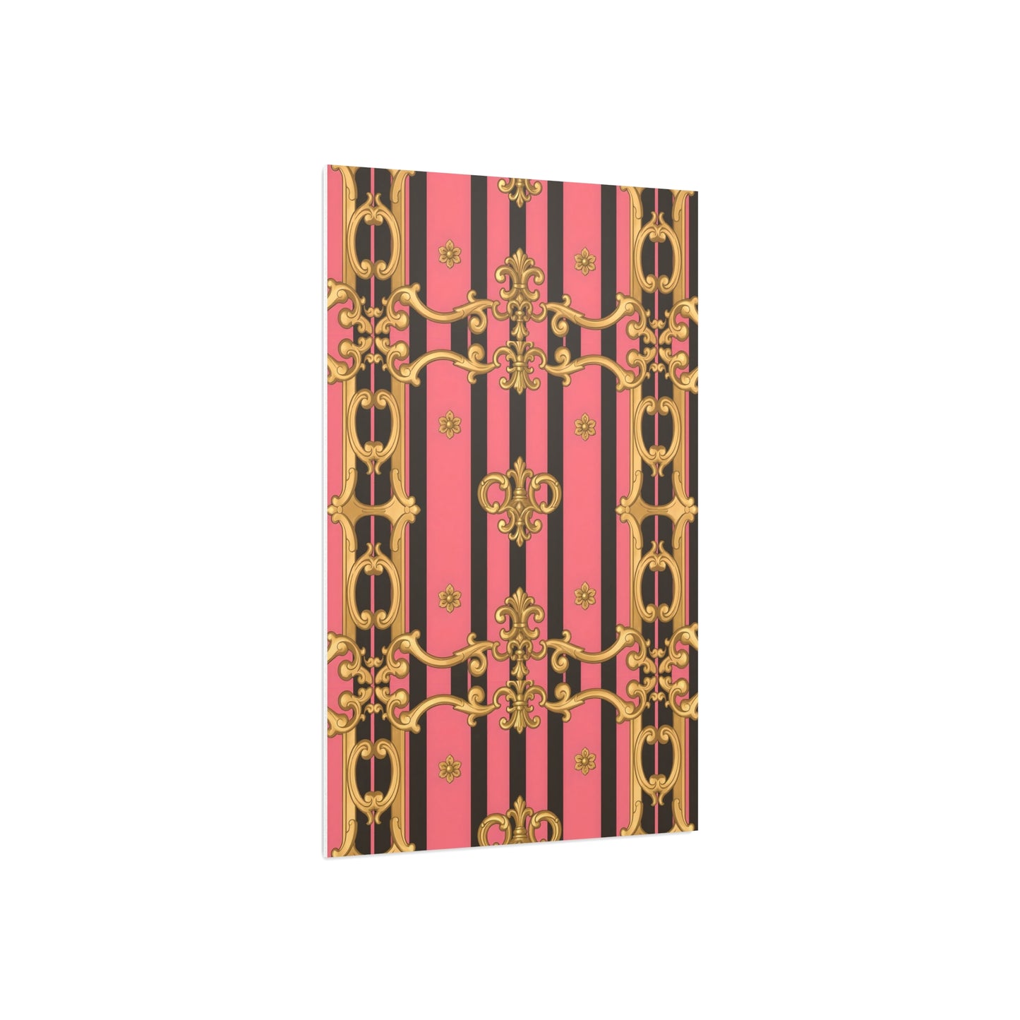 Elegant Decorative Foam Board - Chic Wall Decor, Glam Home Art, Stylish Backdrop, Gift for Her - Pink & Black Striped Gold Baroque