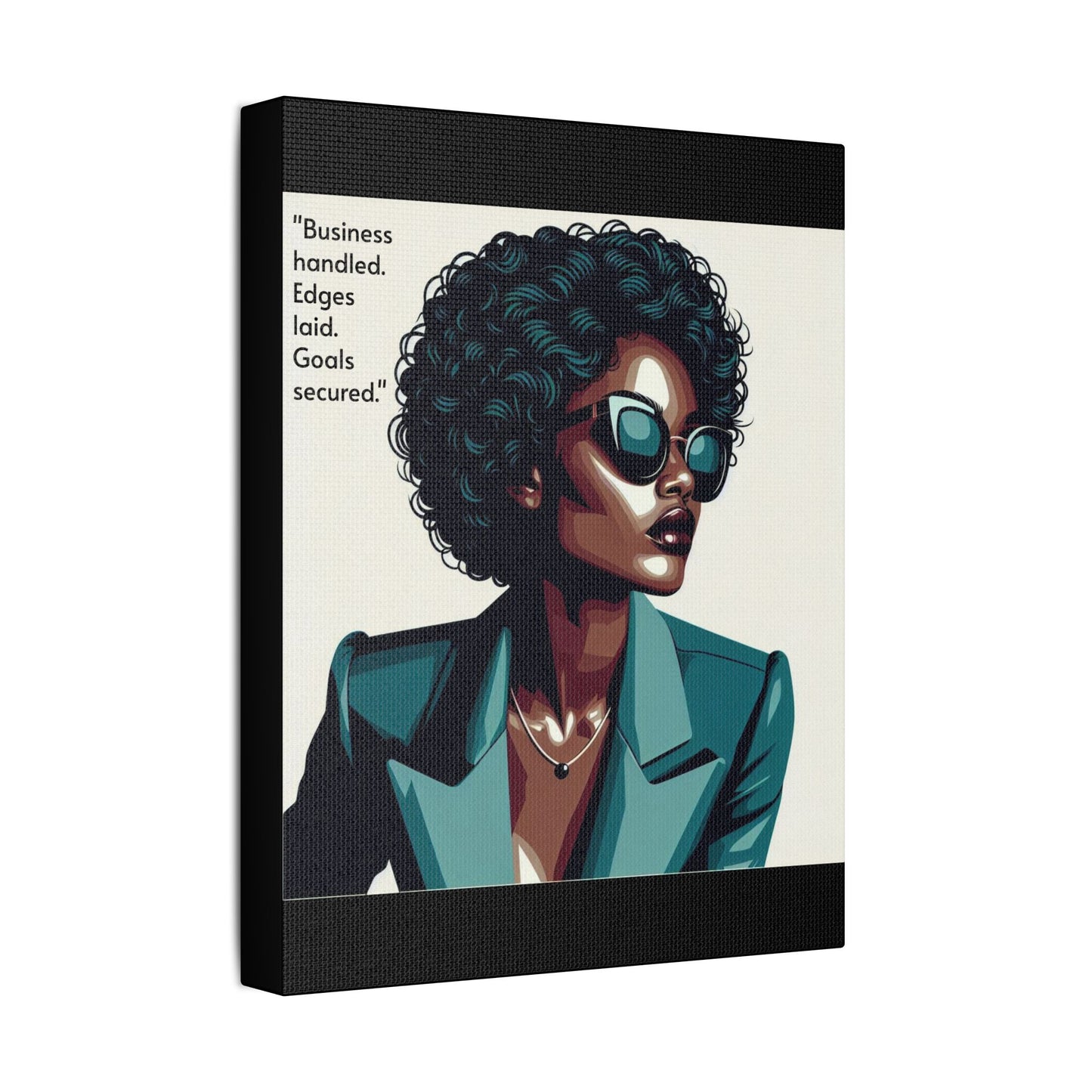 Afro Art Print Canvas, Wall Decor, Satin Stretched Canvas, African American Art, Office Decor, Home Decor - "Business handled."