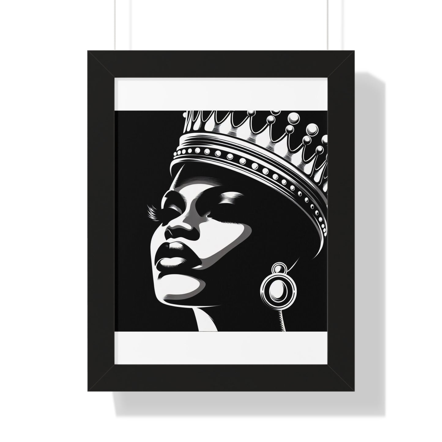 Elegant Crowned Queen Wall Art, Framed Vertical Poster, Home Decor, Modern Wall Art, Gift for Her, Inspirational Art