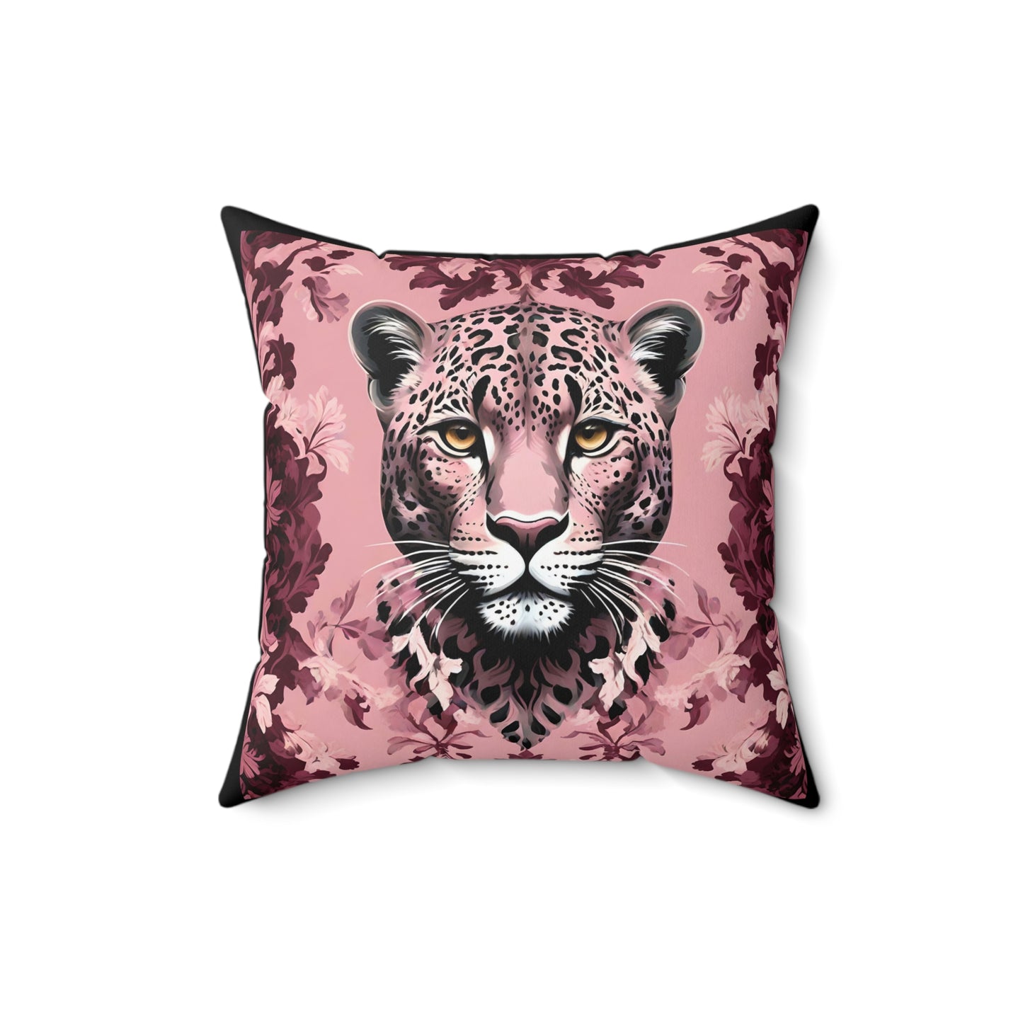 Elegant Pink Leopard Print Square Pillow - Stylish Home Decor