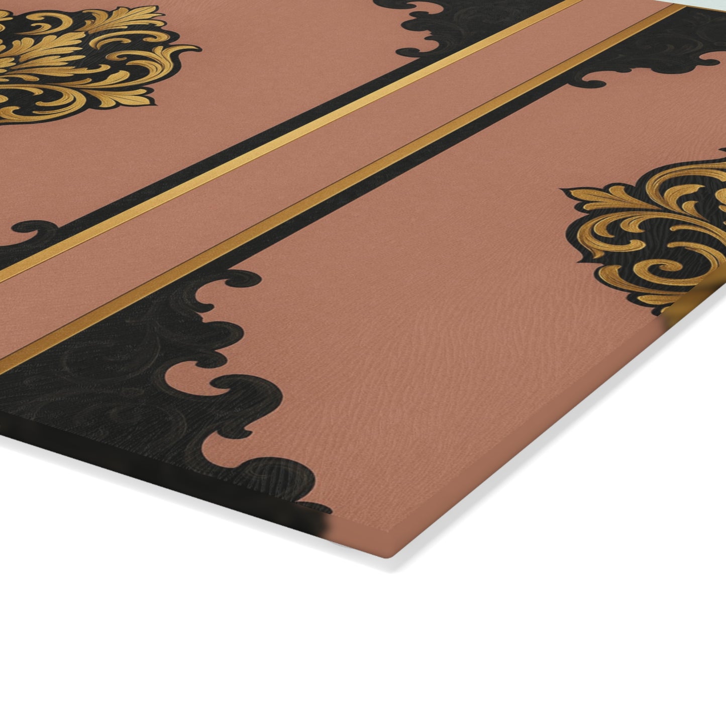 Mauve & Black-Gold Baroque Elegant Glass Cutting Board with Ornate Design, Kitchen Decor, Gift for Home Chef, Wedding Registry, Housewarming Gift