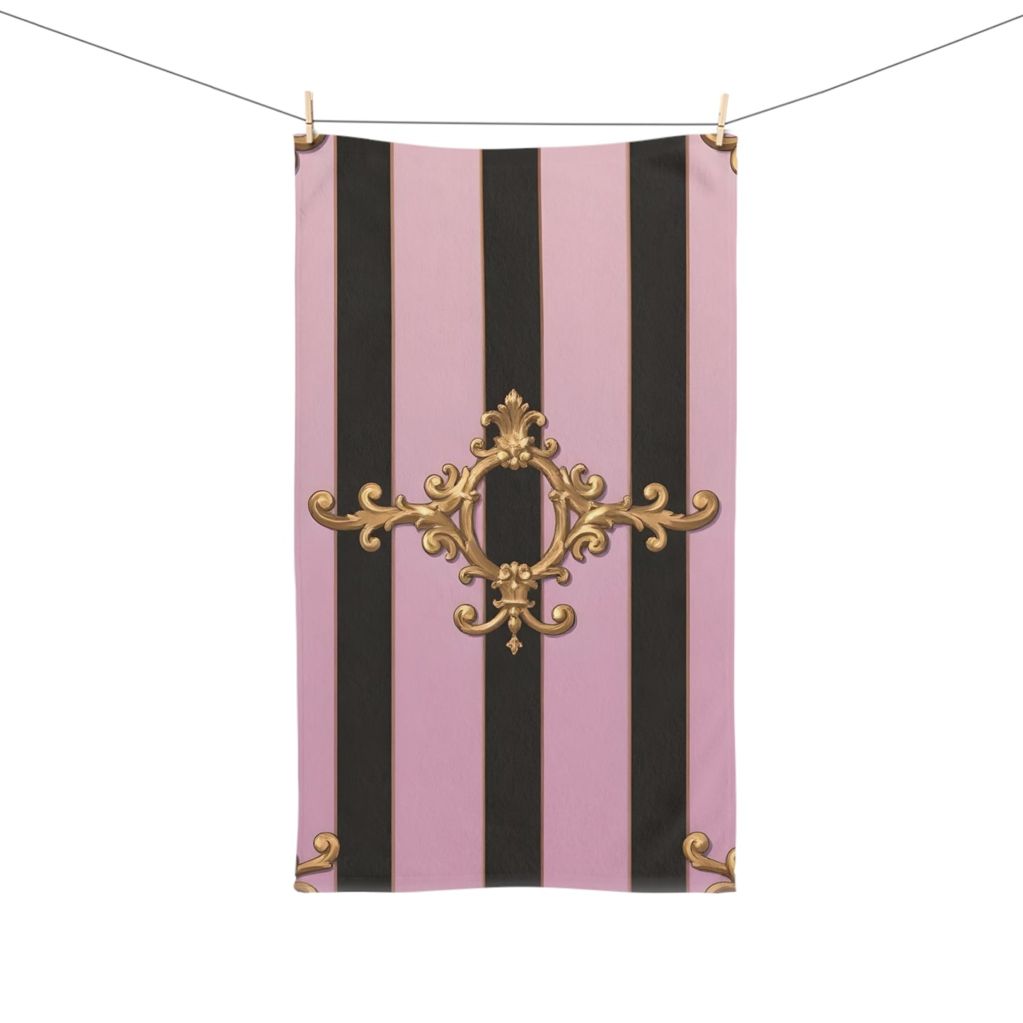 Chic Lavender Striped Baroque Hand Towel, Elegant Kitchen Decor, Luxurious Bath Accessory, Gift for Her