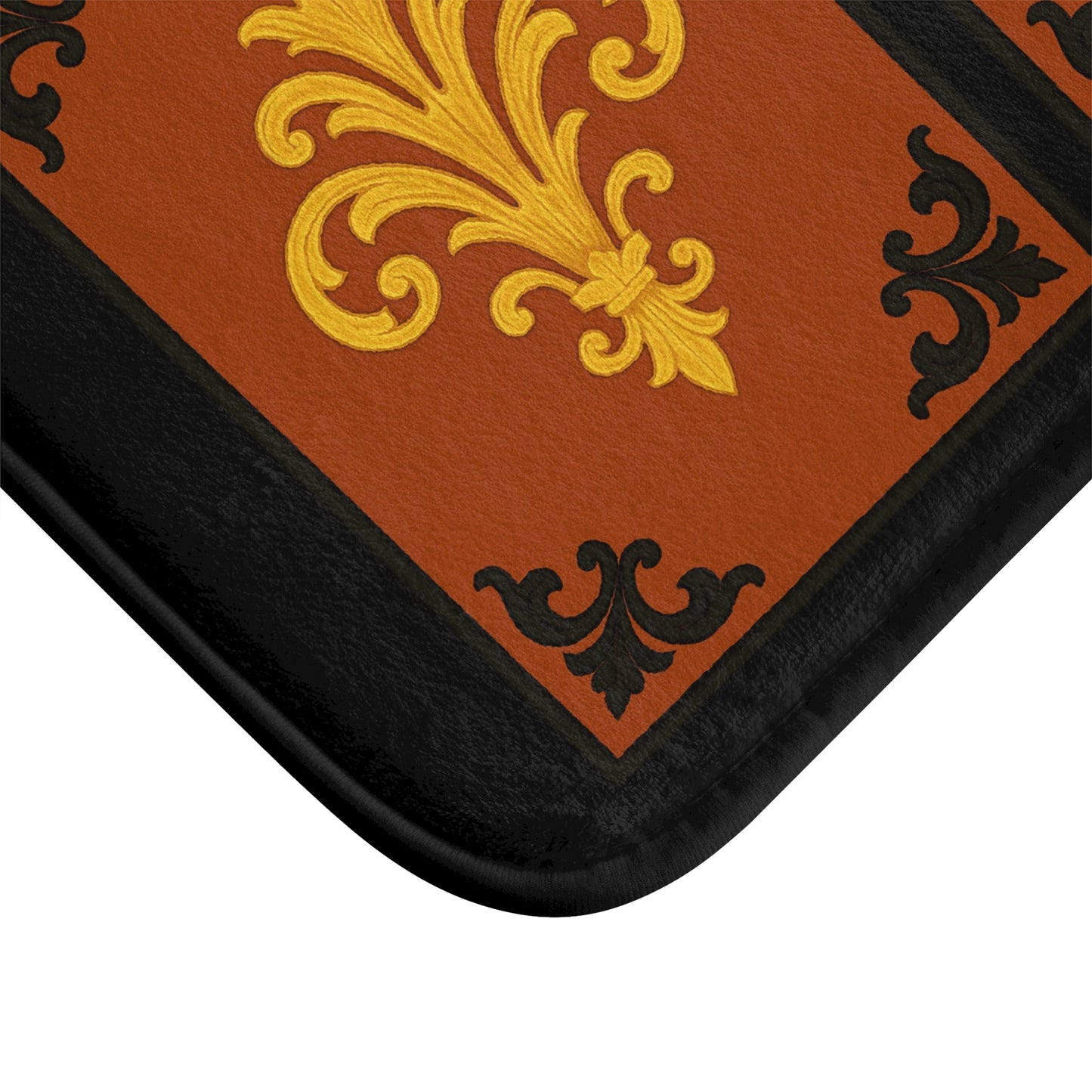 Dusk Terracotta Baroque Bath Mat — Classic Gold & Dusk Terracotta Bathroom Rug