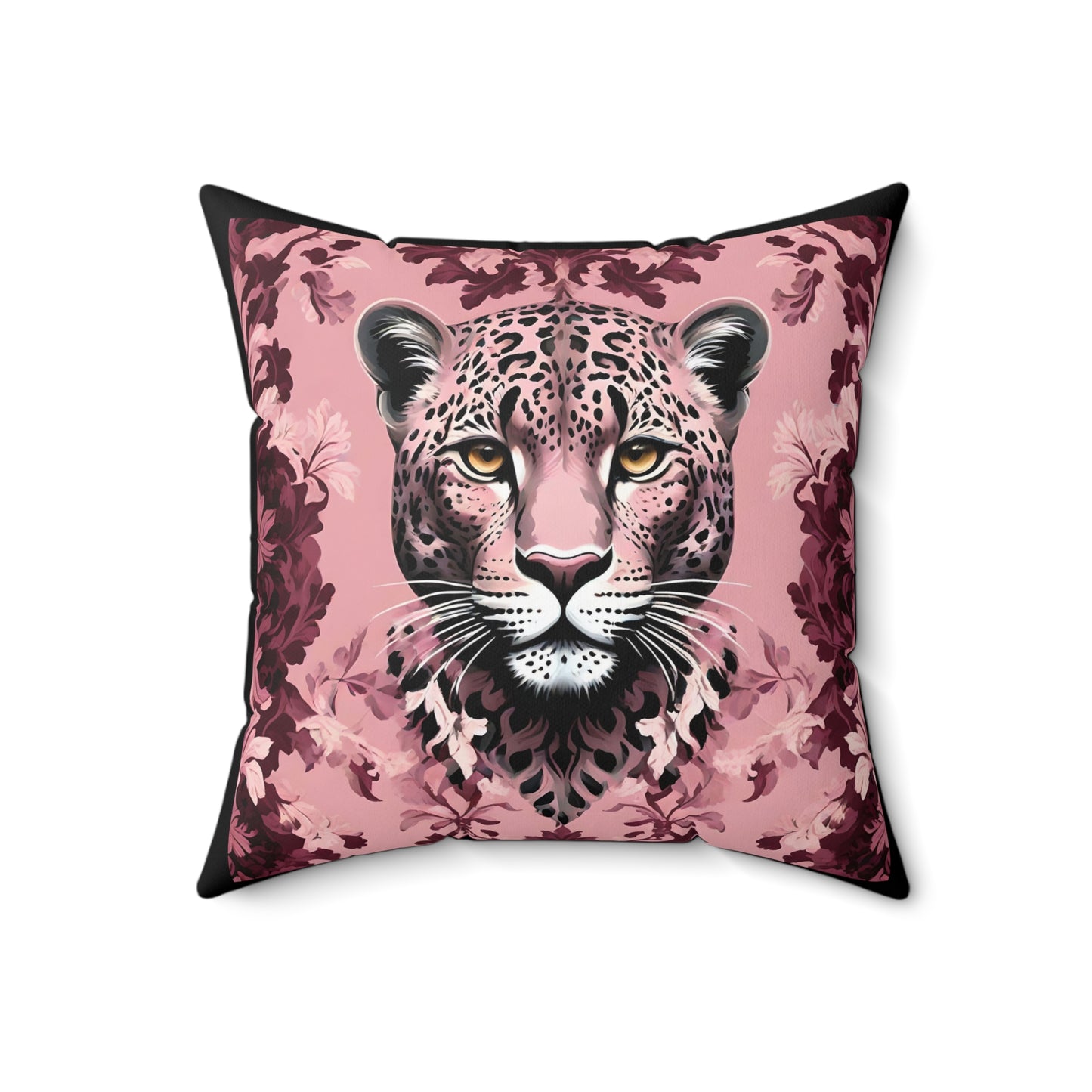 Elegant Pink Leopard Print Square Pillow - Stylish Home Decor
