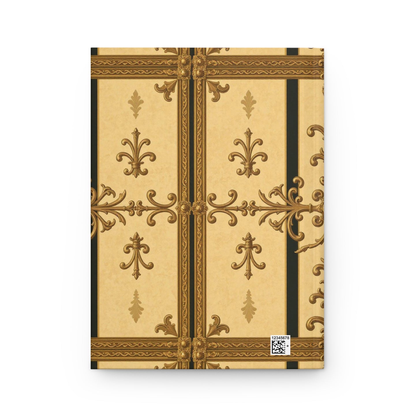 Elegant Vintage Hardcover Journal, Luxe Notebook, Stationery Gift, Writing Journal, Customizable Journal - Matte Yellow Striped Antique Rococo