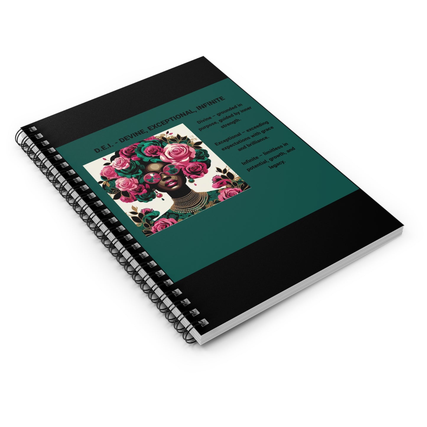 Empowering Spiral Notebook - Inspirational Design - Devine, Exceptional, Infinite