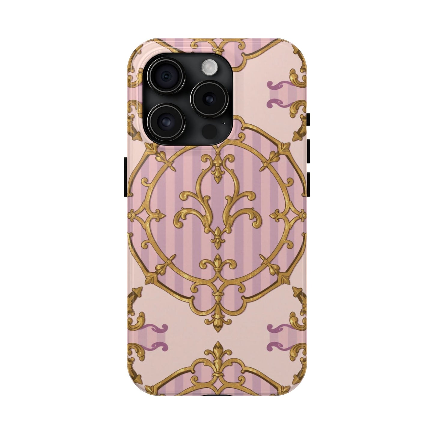 Elegant Vintage Phone Case, Tough Phone Case, Lavender & Alabaster Striped Gold Baroque Phone Cover, Stylish Phone Protector, Gift for Her