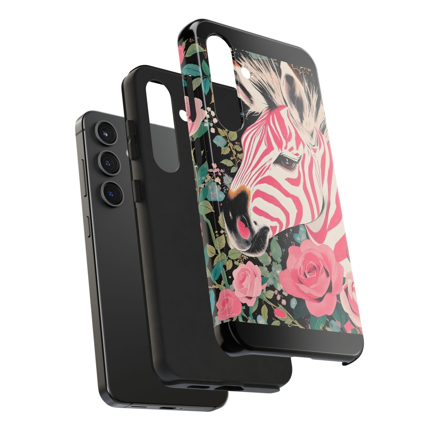 Pink Zebra Tough Phone Case - Trendy Floral Design for Animal Lovers