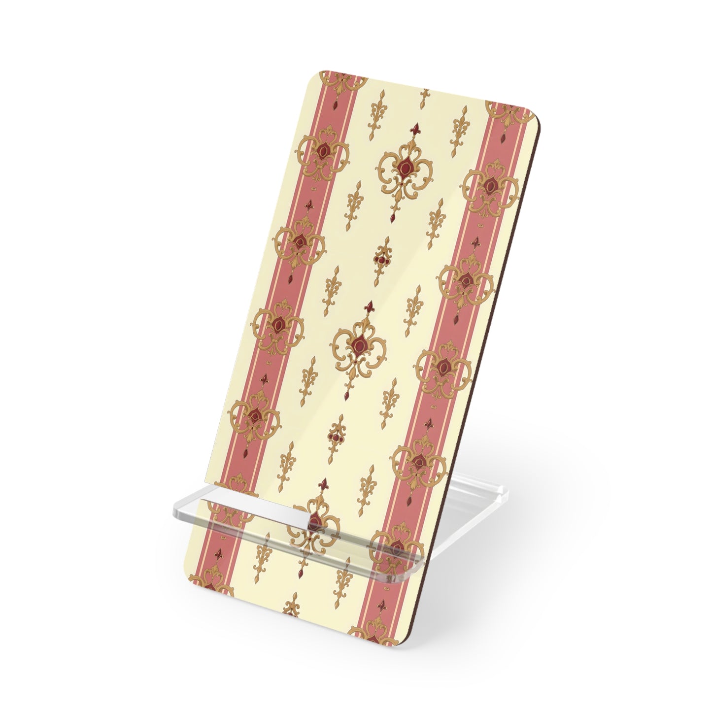 Elegant Floral Smartphone Display Stand - Mauve Striped Gold Damask - Decorative Mobile Holder