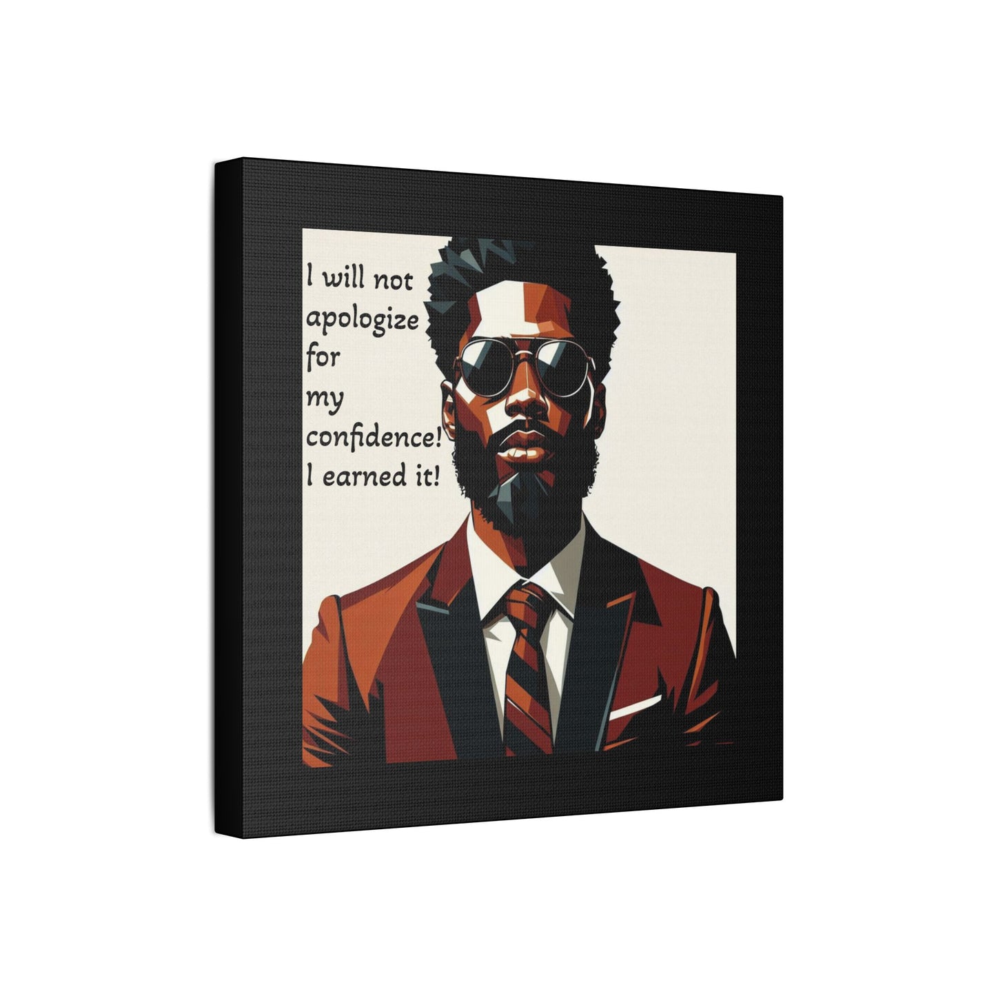 Afro Art Print Canvas, Wall Decor, Satin Stretched Canvas, African American Art, Office Decor, Home Decor - Confident Man In Suit
