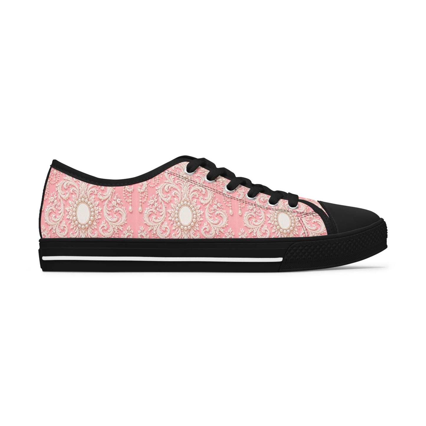 Pink Rococo Vintage Pattern - Women's Low Top Sneakers