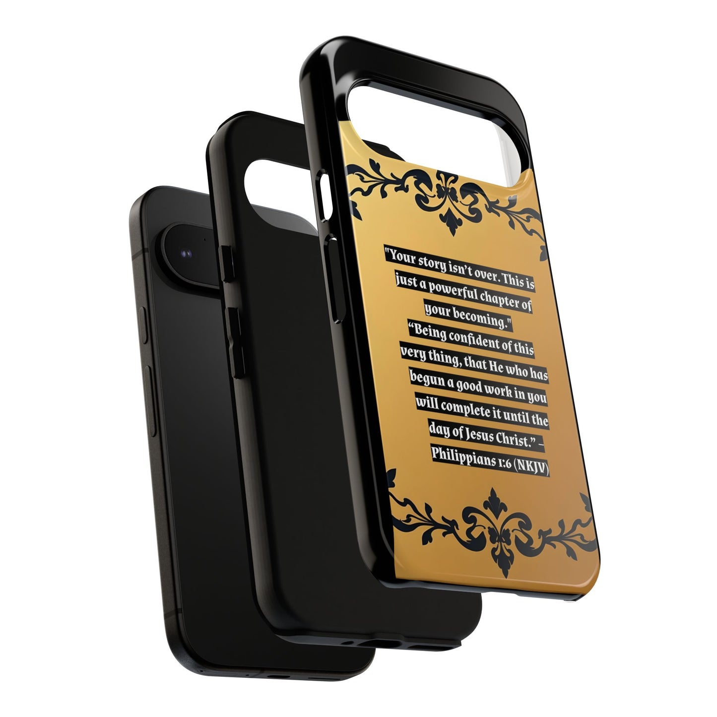 Elegant Floral Motif Phone Case - Tough Cases with Vintage Design - "Your story isn't over"