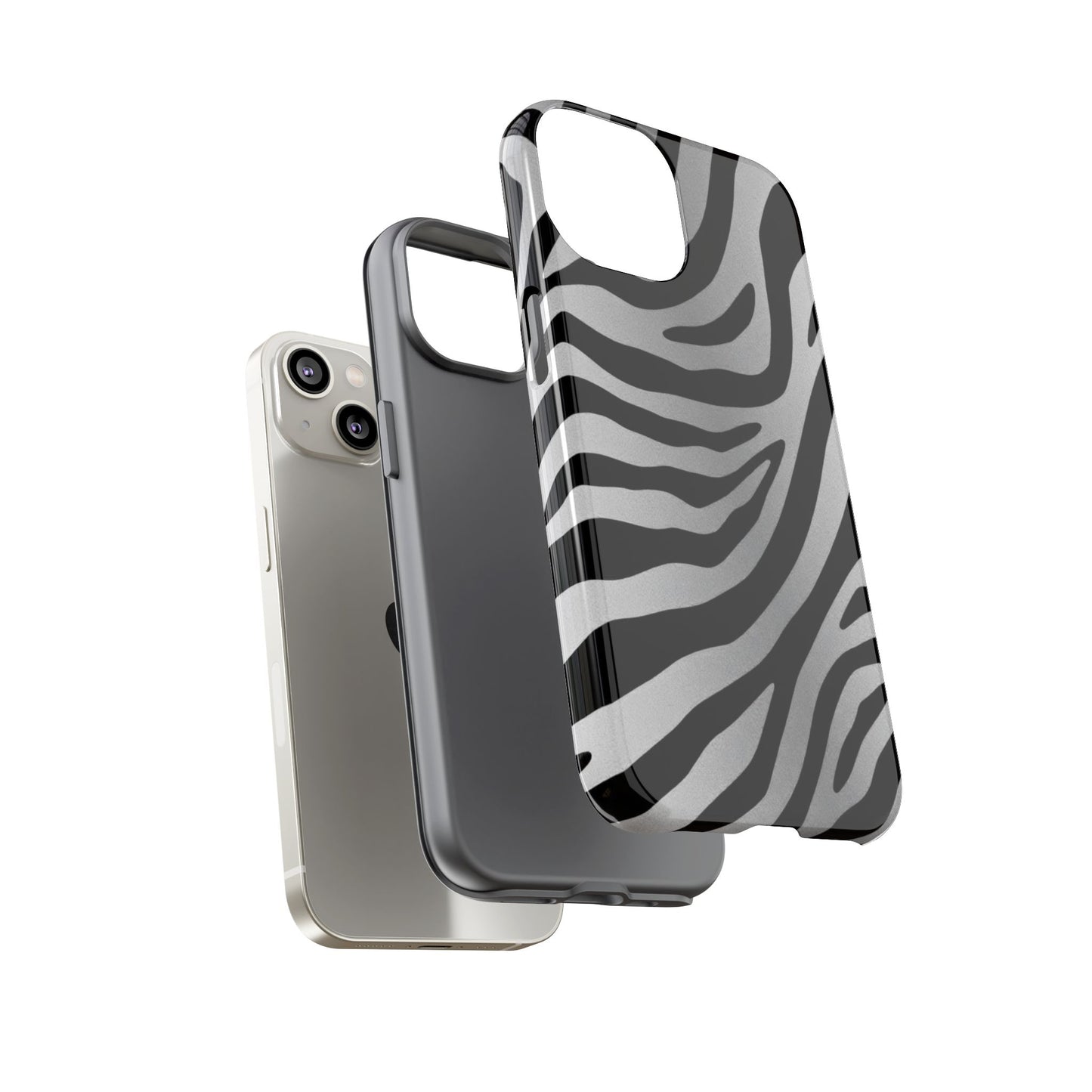 Zebra Print Tough Phone Case - Silver
