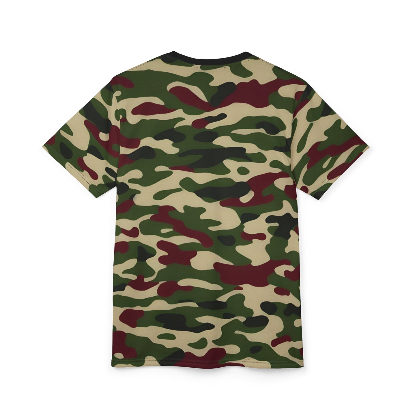 Camouflage Unisex Tee, Casual Wear, Military Style T-Shirt, Outdoor Adventure Top, Gift for Him/Her - Army Green & Burgundy Camo