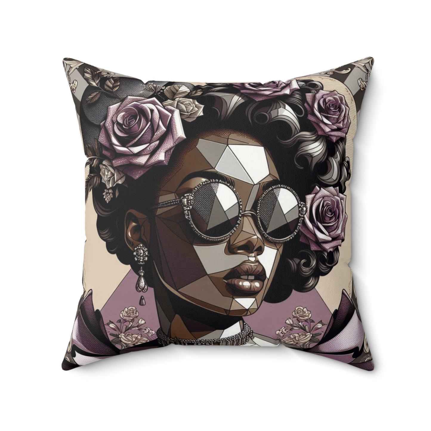 Glamorous Abstract Art Pillow, Decorative Cushion, Chic Home Decor, Trendy Living Room Accent, Gift for Her - Lilac Baroque Lady
