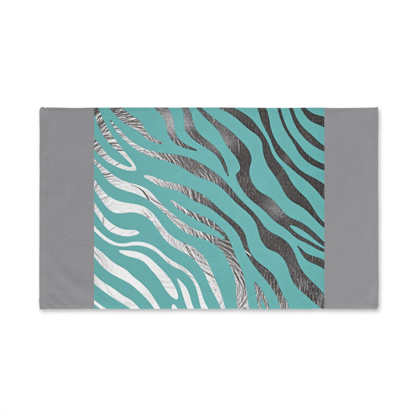 Zebra Print Hand Towel - Stylish Aqua and Silver Design for Home Decor