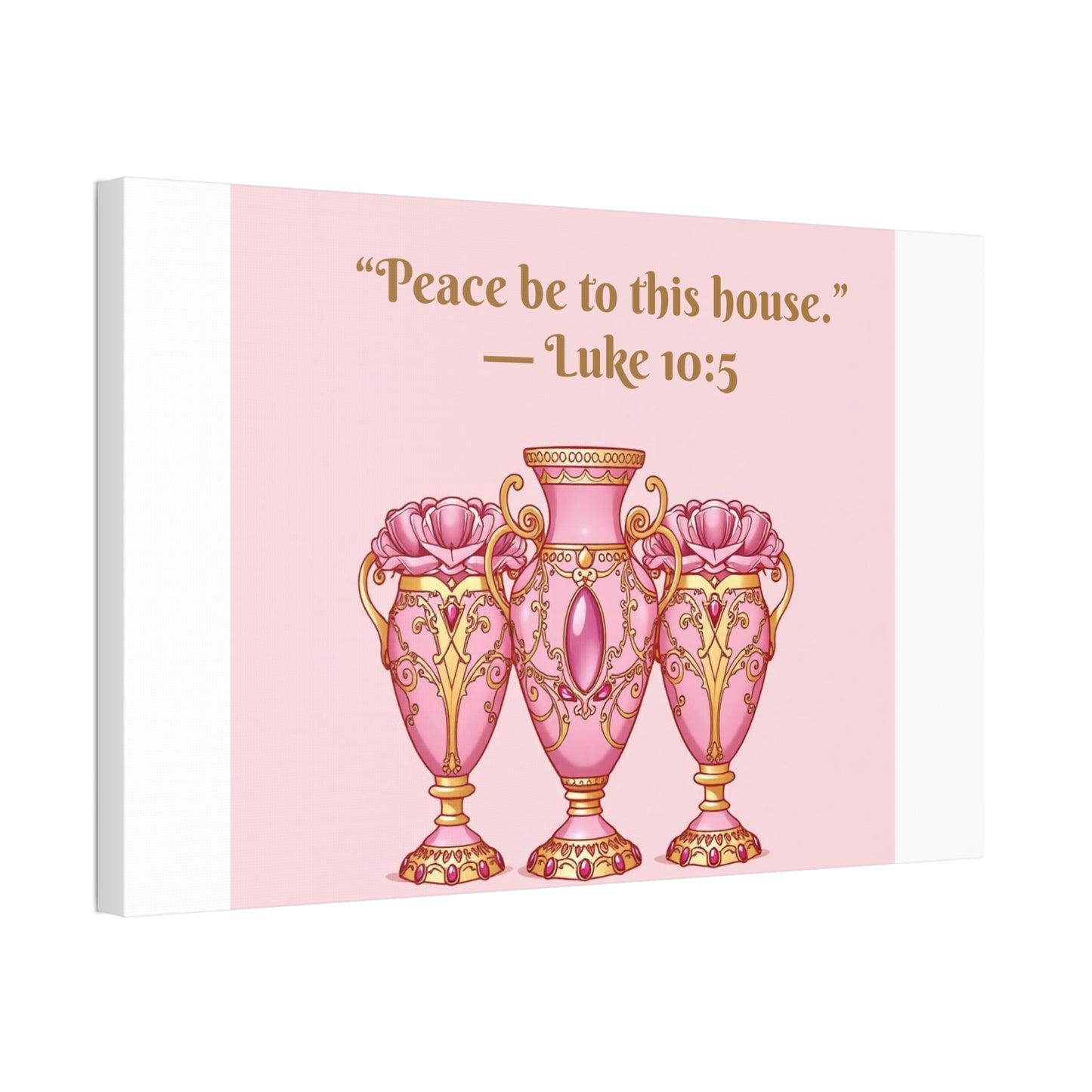 Decorative Canvas Wall Art - "Peace Be to This House" Vases, Home Decor, Inspirational Wall Art, Gift for Housewarming - 10:5