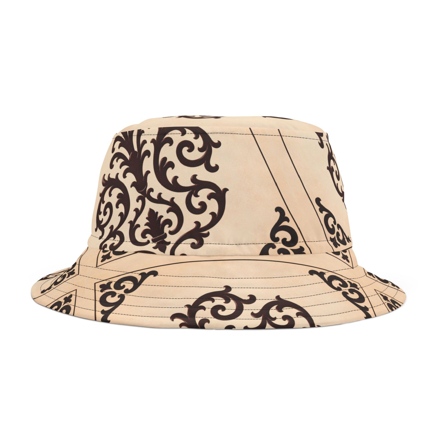 Almond-Beige & Brown Baroque Pattern Bucket Hat