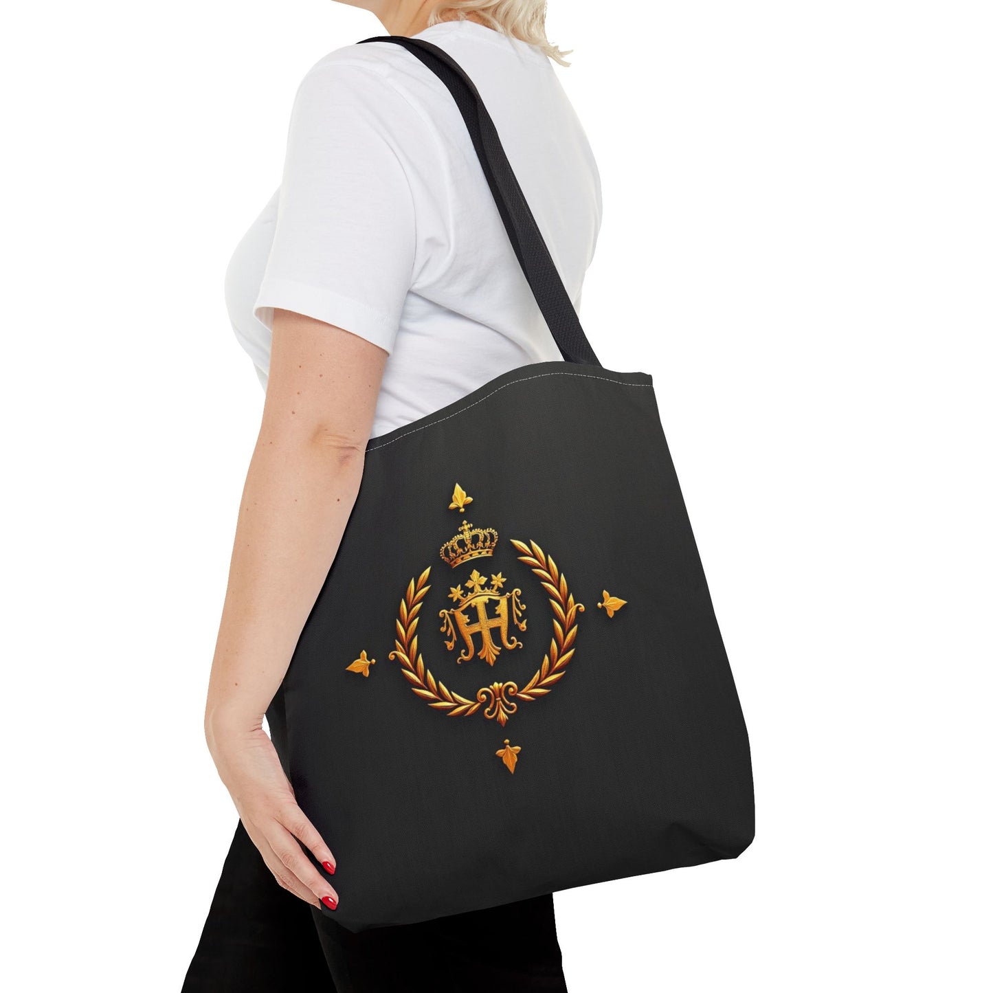 Luxurious Gold Emblem Tote Bag | Chic Shoulder Bag, Everyday Carryall, Great Gift for Her, Eco-Friendly Shopping Bag - Gold Crest