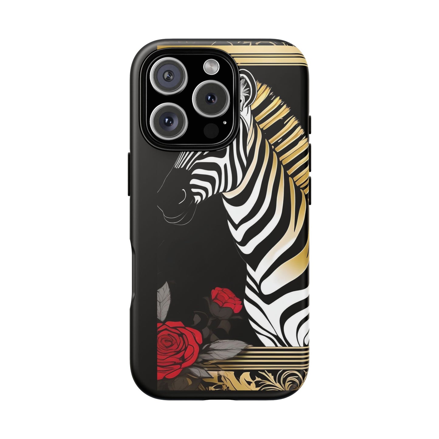 Phone Case - Elegant Zebra & Roses Design