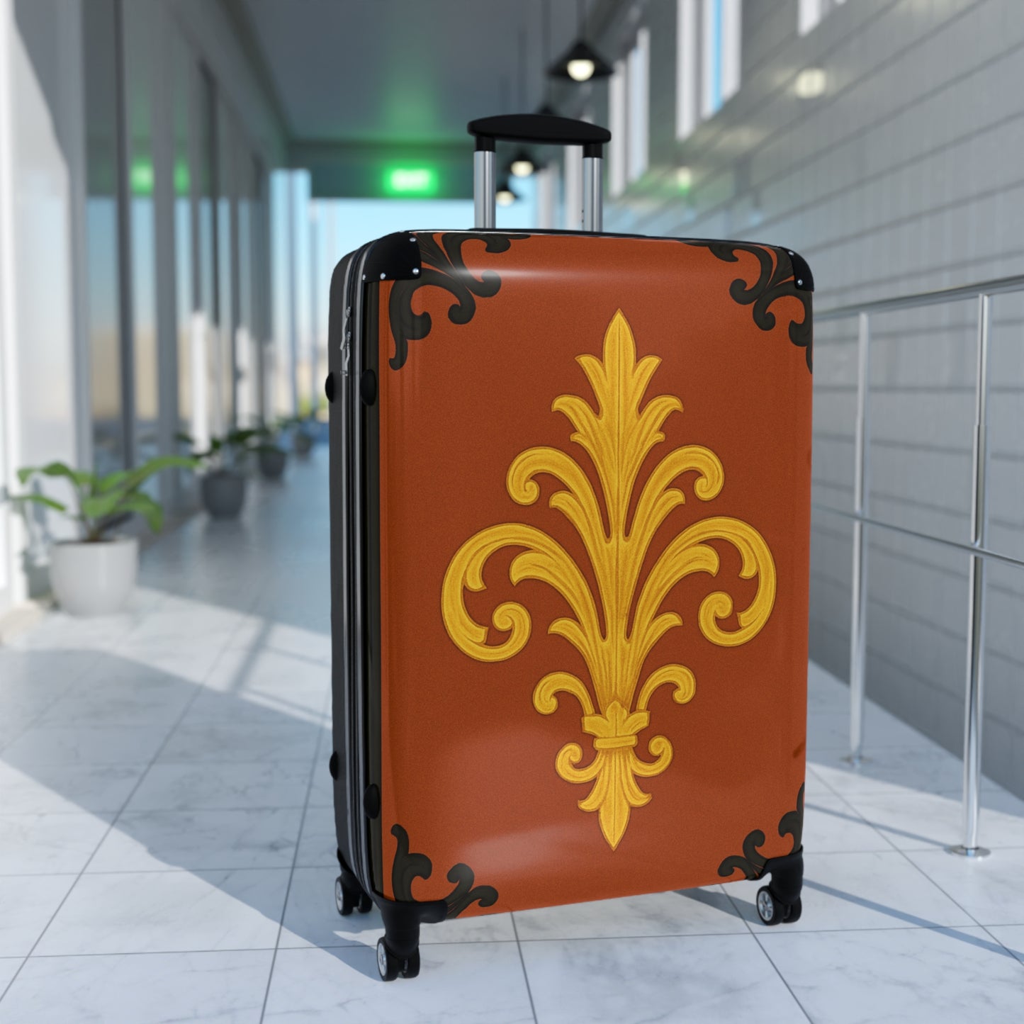 Dusk Terracotta Baroque Carry-On Suitcase – Vintage Baroque Travel Luggage