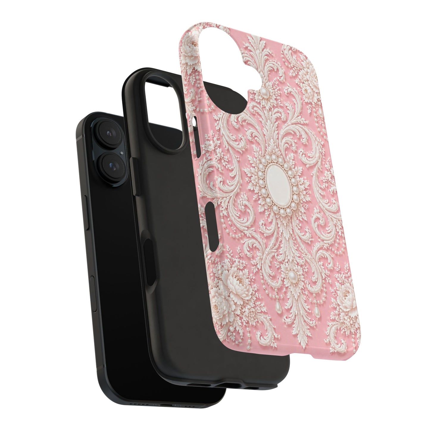 Pink Rococo Elegant Floral Tough Phone Case - Pink Vintage Design