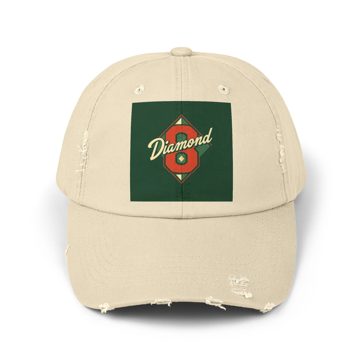 Unisex Distressed Cap - Vintage Baseball Style Hat, Cool Casual Headwear - Diamond 8