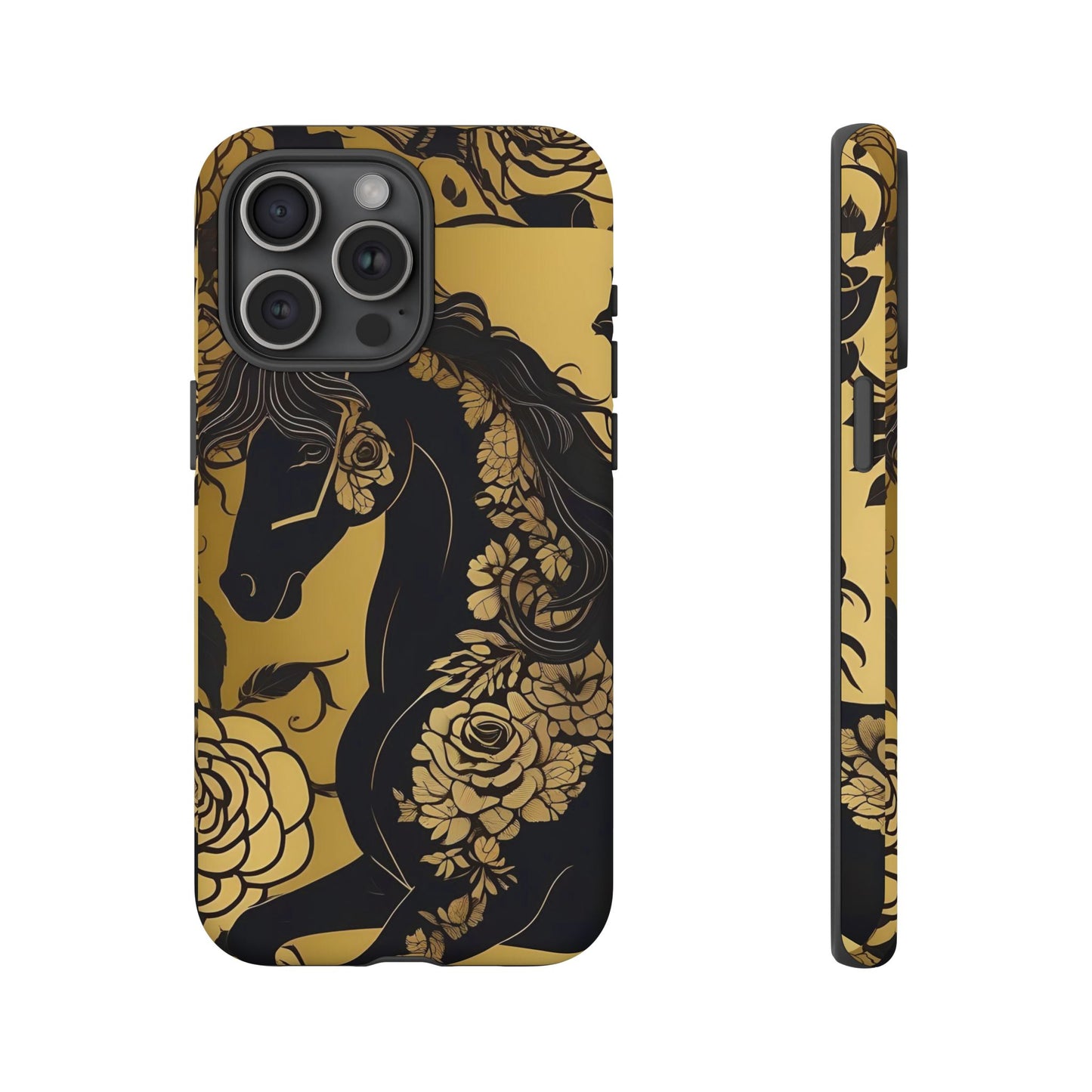 Phone Case - Elegant Horse & Roses Design