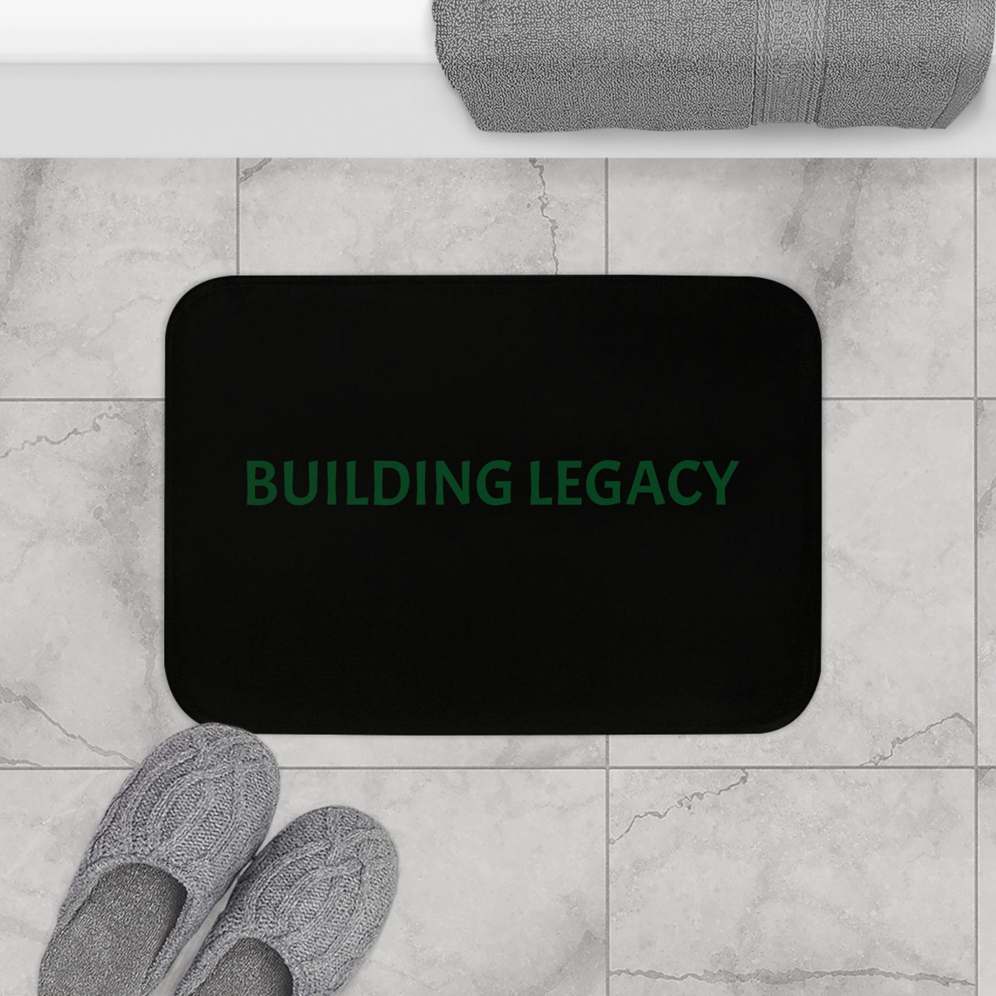 Building Legacy Bath Mat - Inspirational Home Decor, Non-Slip Bathroom Rug, Motivational Gift, Housewarming Present, Modern Bathroom Decor
